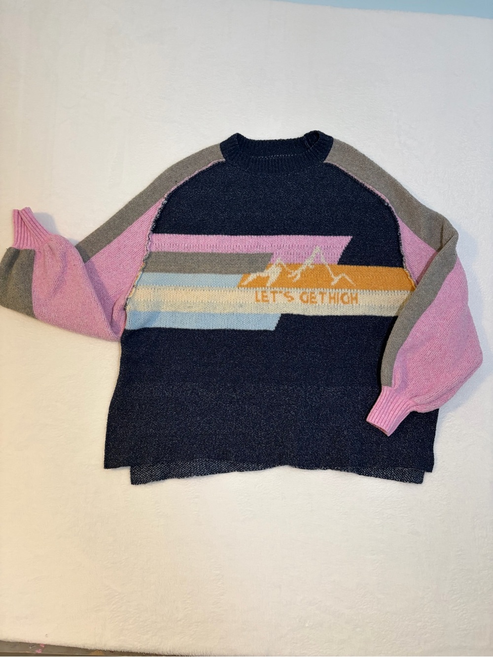 Urban Outfitters BDG Maura Jacquard “Let’s Get High” Pullover Cozy Sweater